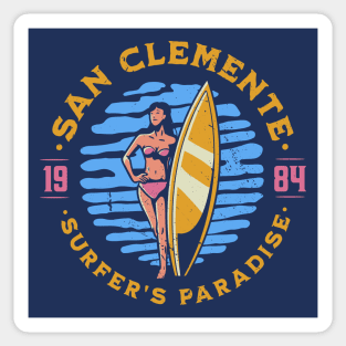 Vintage San Clemente, California Surfer's Paradise // Retro Surfing 1980s Badge Sticker
